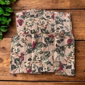 Set 11 Floral Victorian Style Formal Square Cloth Napkin Vintage Grapes Floral